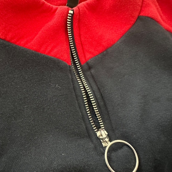 Blue and White Cropped Hoodie - Picture 5 of 7